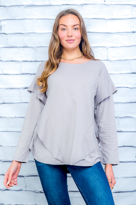 Long Sleeve Top (T2031-KL) Grey / ( S-M / M-L- 3-3)