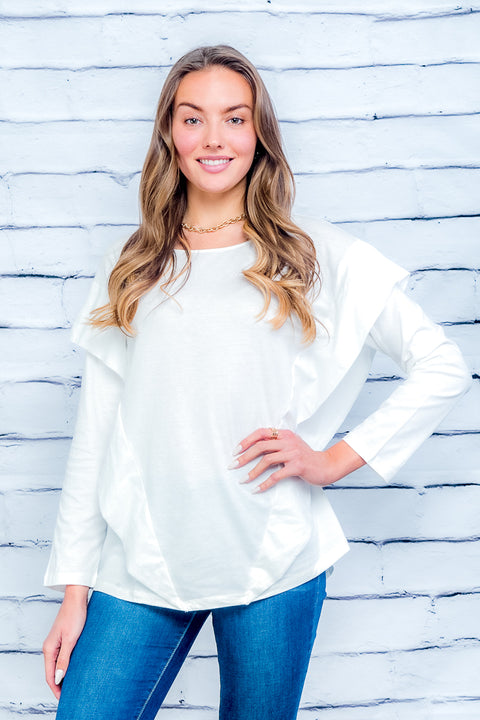 Long Sleeve Top (T2031-KL) OffWhite / ( S-M / M-L- 3-3-)