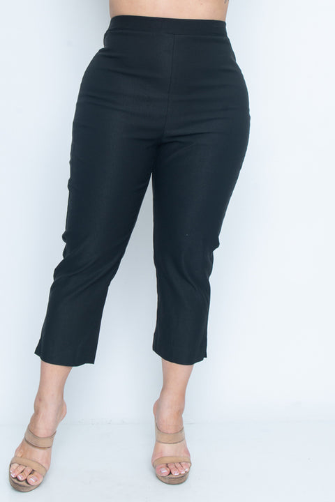 Plus Size Capri Pants (P2011-1) Black / ( 1x-2x-3x- 1-2-2)