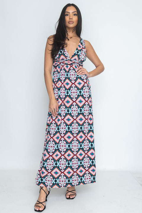 Red Multi Maxi Dress (DSL370) - Wholesale Fashion Couture inc