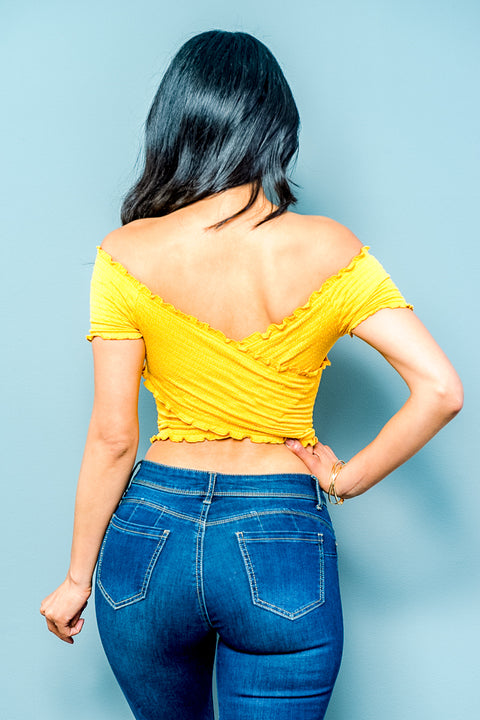 Sleeveless Crop Top (2297TK) Yellow / (S-M-L - 2-2-2)