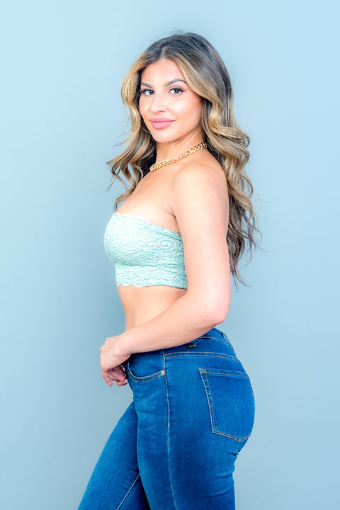 Sleeve Less Crop Top (2399TY) Moss-Green / (S-M-L - 2-2-2)