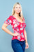 Floral Short Sleeve Top (AY32271P) Red / (S-M-L - 2-2-2)