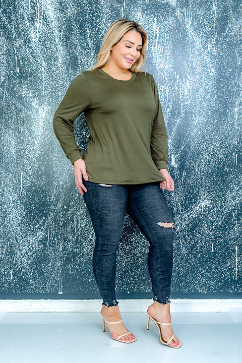 Plus Size Long Sleeve Top (ZA3603) Olive / (1X-2X-3X - 2-2-2)