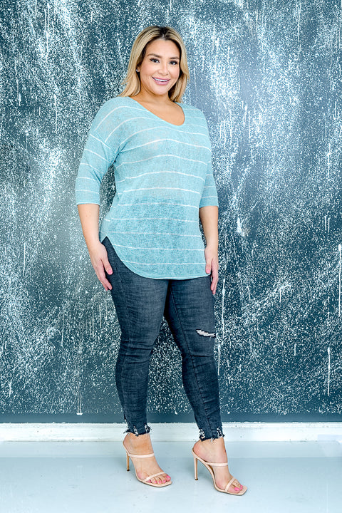 Plus Size Short Sleeve Top (ZA3851) Mint / (1X-2X-3X - 2-2-2)