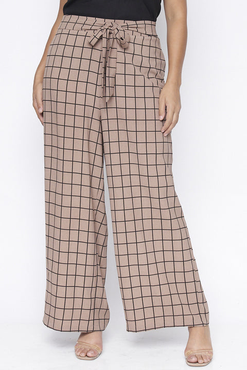 Plus Size Pants (PTB3712) Mocha-Black / ( 1XL-2XL-3XL- 2-1-1)