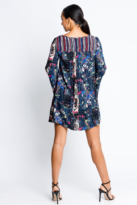 Multy Long Sleeve Mini Dress (LD40837) - Wholesale Fashion Couture 