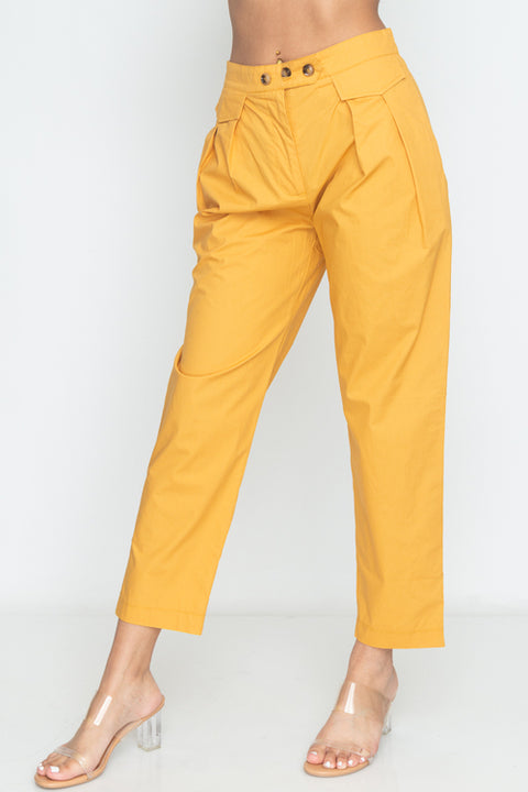 Cropped Trouser Pants with 3 Button Fly with Pleats and Welt Pocket Flap Details (11TP9093) - Wholesale Fashion Couture 